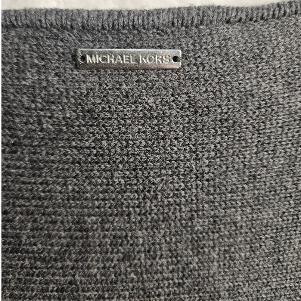 Michael Kors Sz L Gray Knit‎ Tunic Top Side Zip Boat Neck Long Sleeve #541